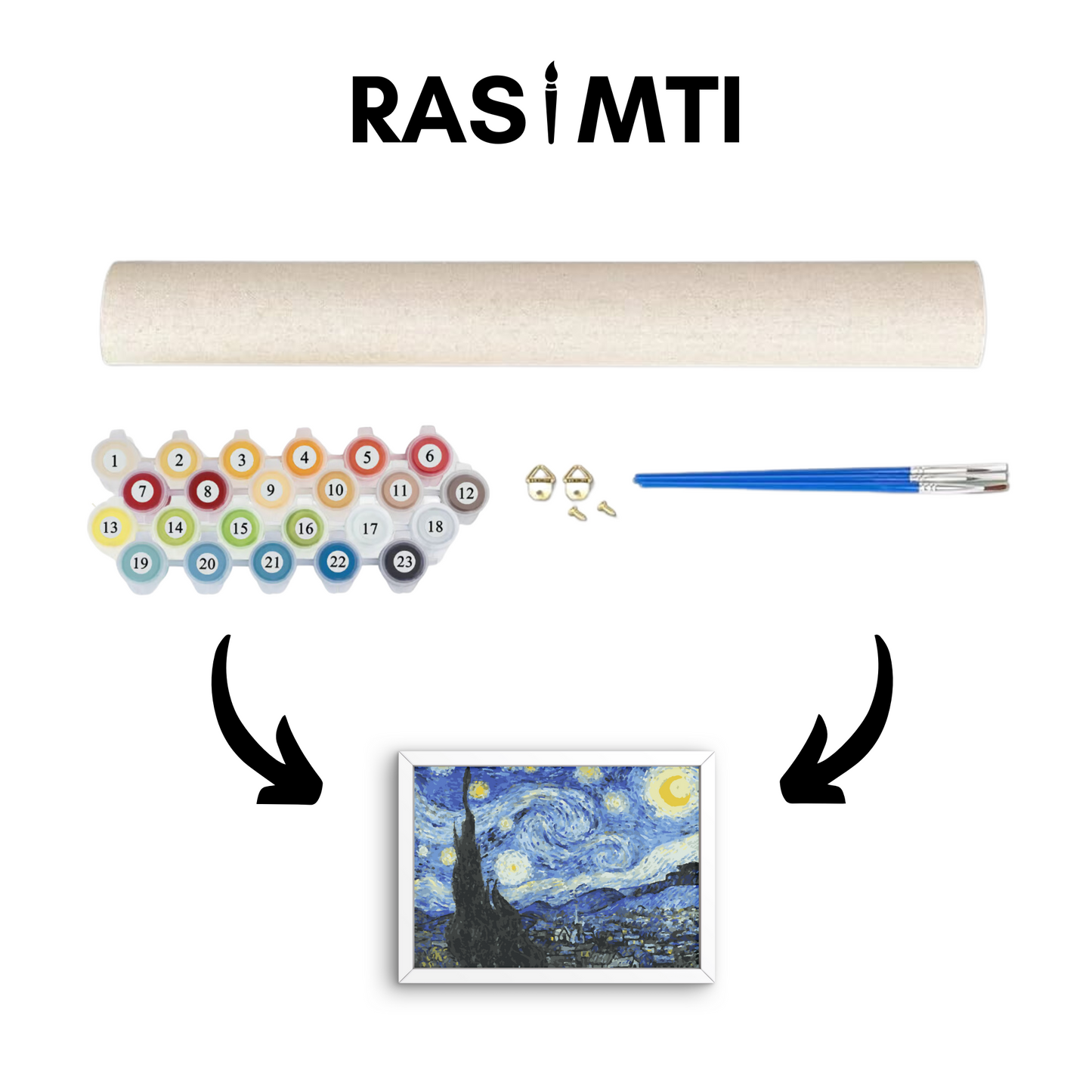 RASIMTI - Paint By Numbers Kit The Starry Night Vincent Van Gogh