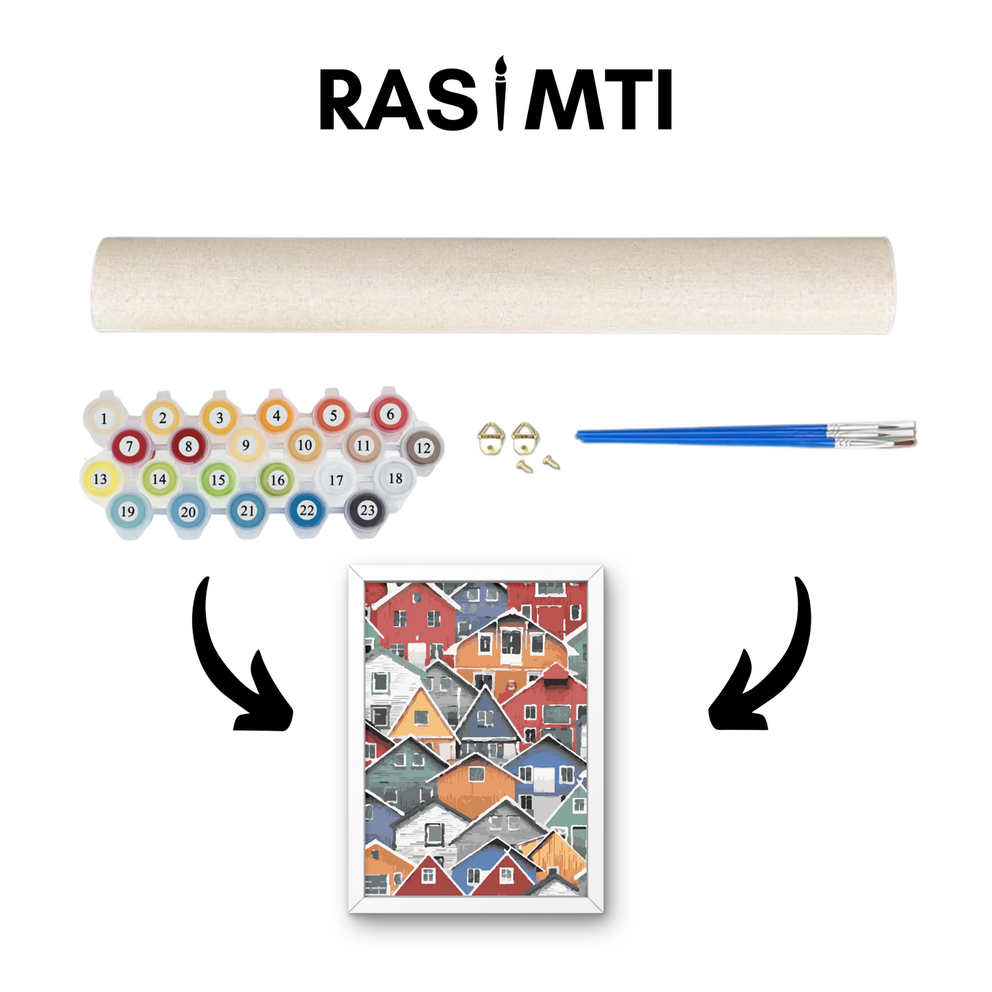 RASIMTI - Paint By Numbers Kit Houses