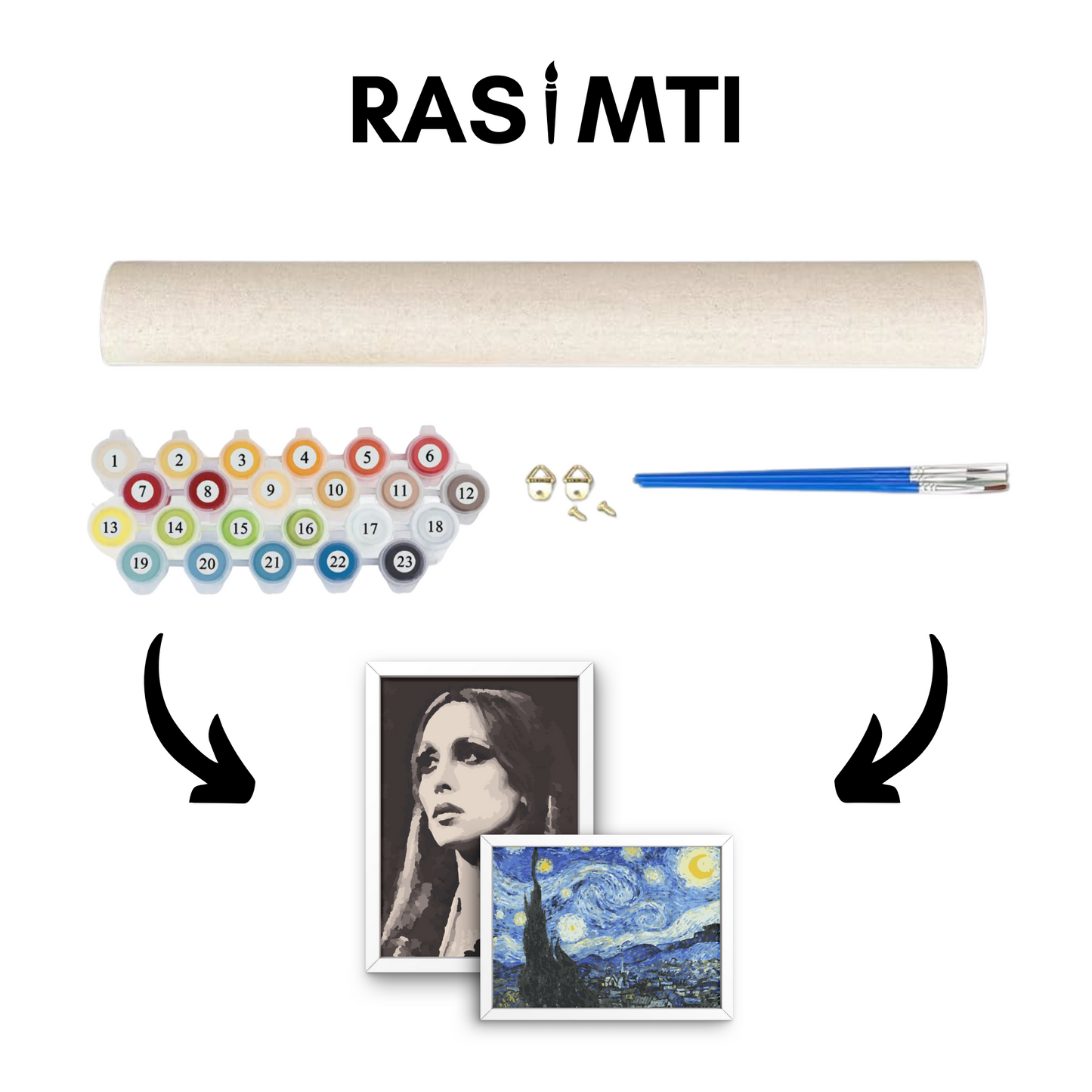 RASIMTI - 2 Paint By Numbers Kit Fairuz & The Starry Night Vincent Van Gogh